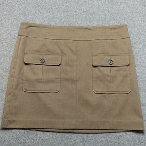 LOFT army green wool-like skirt